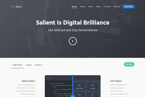 Dark gray Corporate WordPress theme with modern UI elements