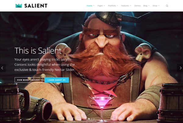 Salient WordPress theme with landing slider
