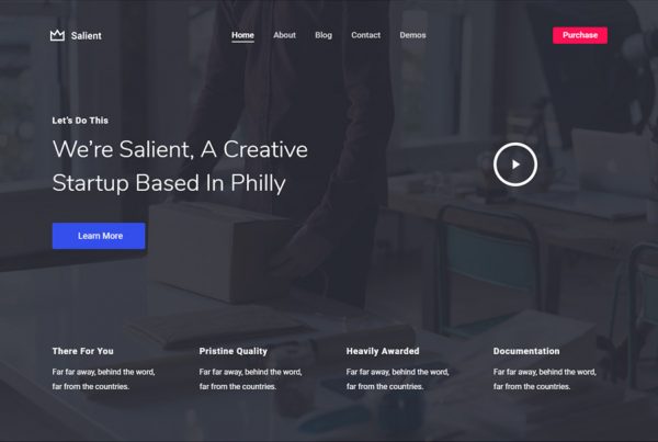 Startup company WordPress theme with dark design