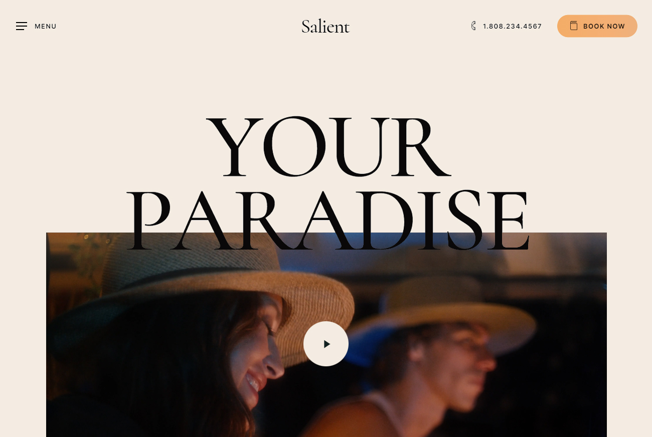 Resort WordPress theme landing page with a beautiful layout