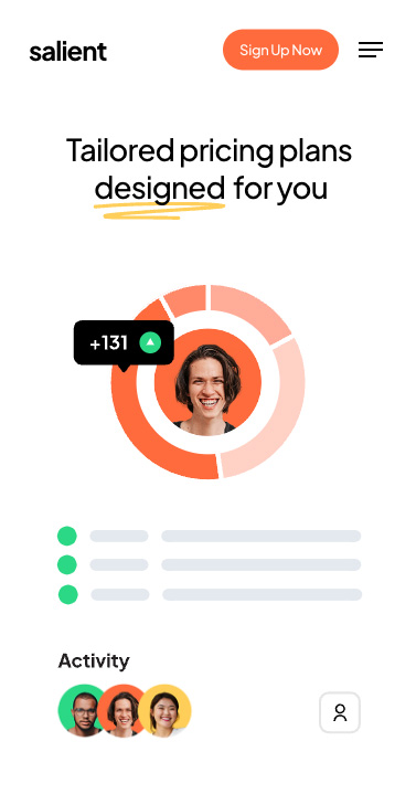 SaaS WordPress theme mobile viewport with incredible color scheme